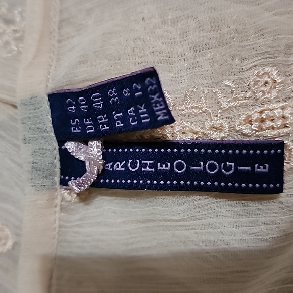 "ARCHEOLOGIE" PEACH SHEER EMBROIDERED MAXI TUNIC TOP SZ UK 12 (US 8) - Picture 10 of 10